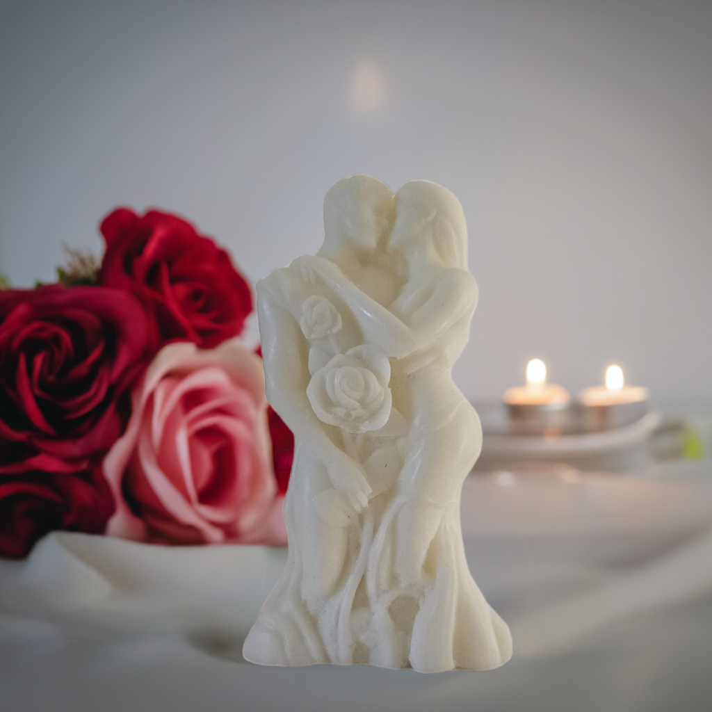 Paar Kerze mit Rosen und Kerzen