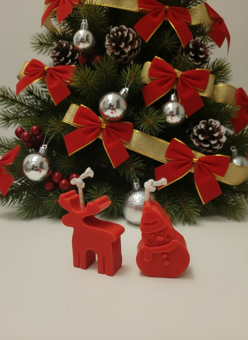 Weihnachts-Set aus Rapswachs Keks, Baum & Rentier“