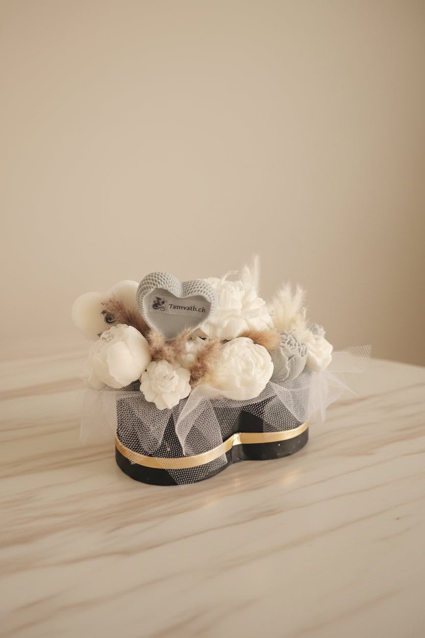 Kerzen-Bouquet in Herzbox