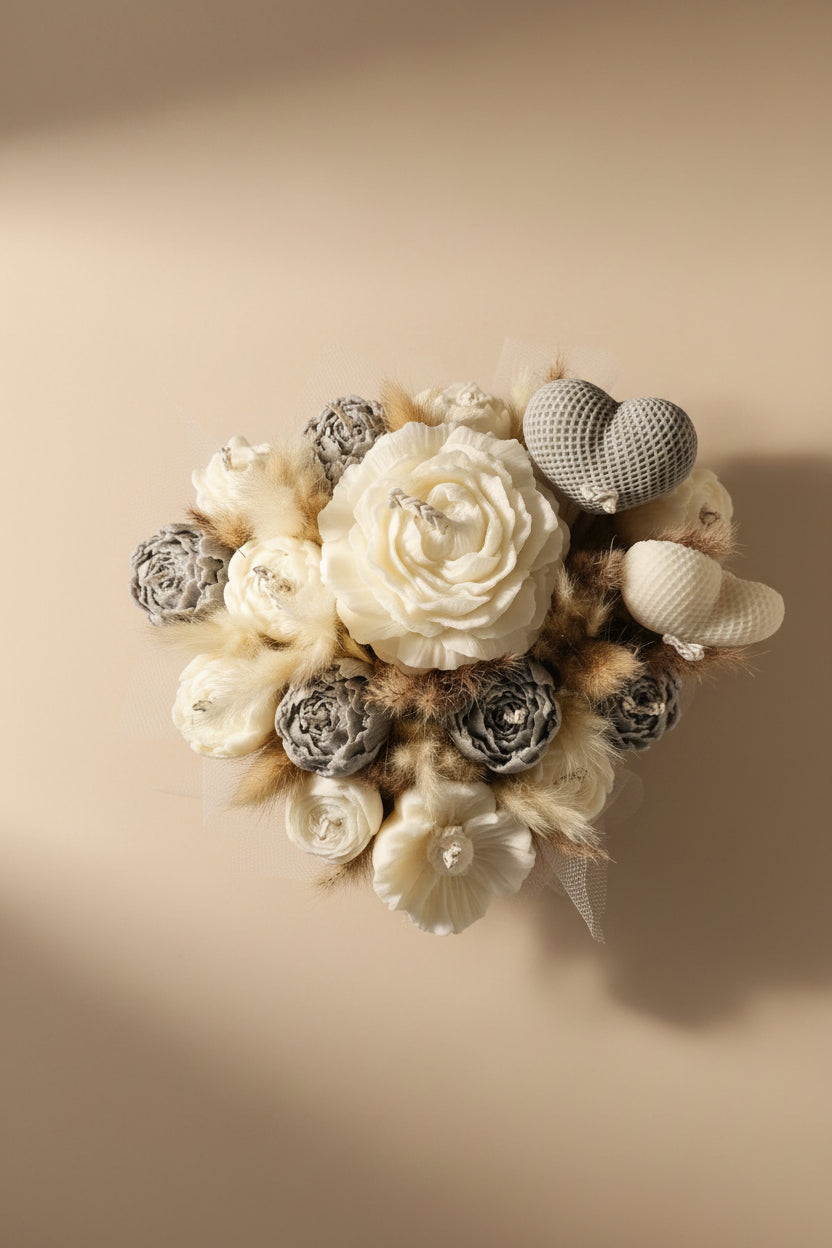 Kerzen-Bouquet in Herzbox