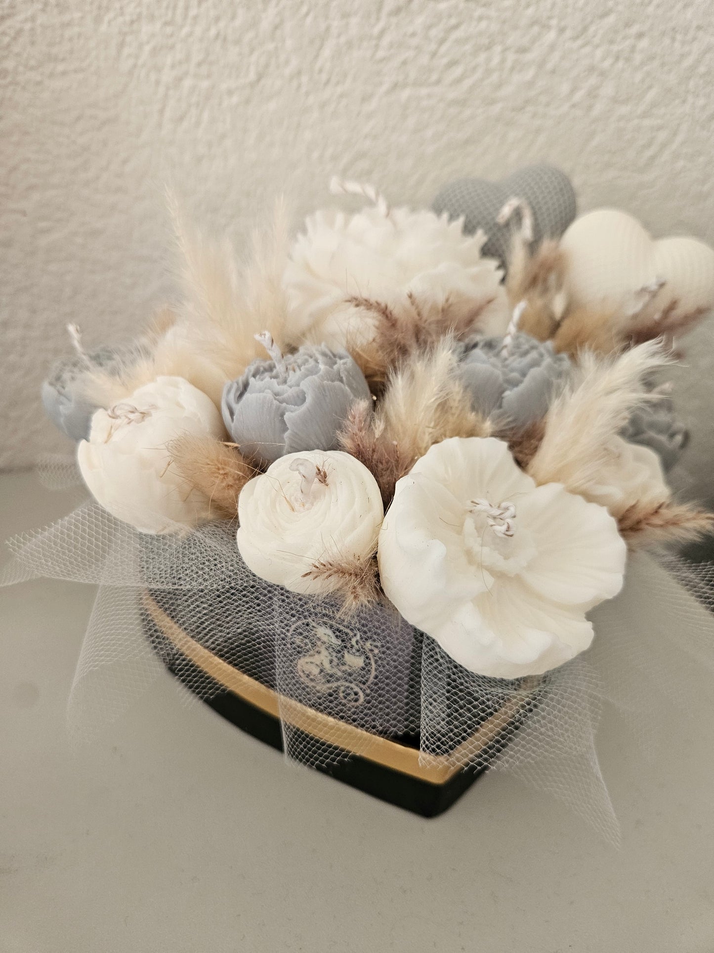 Kerzen-Bouquet in Herzbox